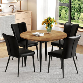 Extendable Round MDF Dining Table With Four PU Chairs - Omega Lifestyles