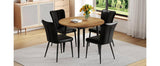 Extendable Round MDF Dining Table With Four PU Chairs - Omega Lifestyles