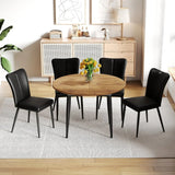 Extendable Round MDF Dining Table With Four PU Chairs - Omega Lifestyles
