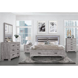 Farmhouse Style Grey Solid Wood King Bed Frame With Storage - Restanew - Omega Lifestyles