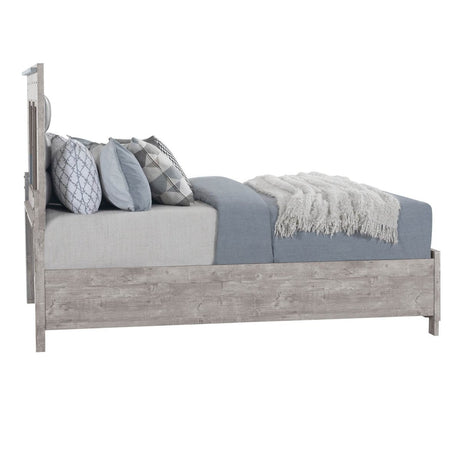 Farmhouse Style Grey Solid Wood King Bed Frame With Storage - Restanew - Omega Lifestyles