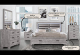 Farmhouse Style Grey Solid Wood King Bed Frame With Storage - Restanew - Omega Lifestyles