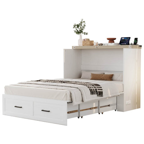 Full Foldable Murphy Cabinet Bed With Charging Station - Restanew - Omega Lifestyles