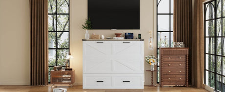 Full Foldable Murphy Cabinet Bed With Charging Station - Restanew - Omega Lifestyles