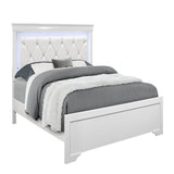 Full Panel Bed With Crystal Tufted Padded Headboard And LED Lighting - Restanew - Omega Lifestyles