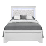 Full Panel Bed With Crystal Tufted Padded Headboard And LED Lighting - Restanew - Omega Lifestyles