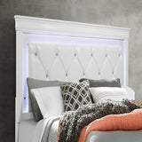 Full Panel Bed With Crystal Tufted Padded Headboard And LED Lighting - Restanew - Omega Lifestyles