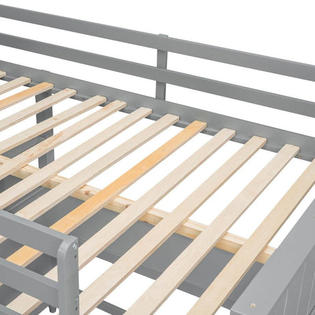 Full Size Gray Solid Wood Loft Bed With Desk and Drawers - Sleep Galleria