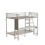 Full Size Metal Wood Bunk Bed With LED Lights And Desk - Omega Lifestyles