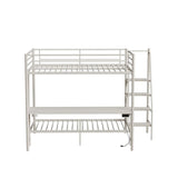 Full Size Metal Wood Bunk Bed With LED Lights And Desk - Omega Lifestyles