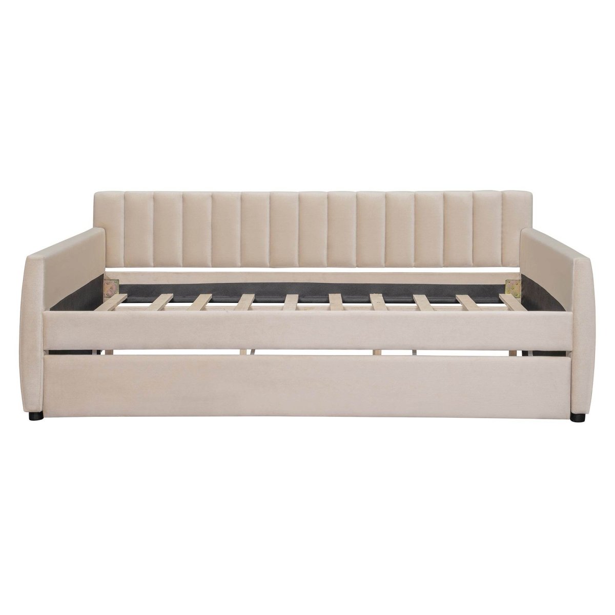 Full Upholstered Velvet Daybed With Pull-Out Trundle - Sleep Galleria