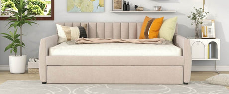 Full Upholstered Velvet Daybed With Pull-Out Trundle - Sleep Galleria