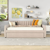 Full Upholstered Velvet Daybed With Pull-Out Trundle - Sleep Galleria