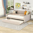 Full Upholstered Velvet Daybed With Pull-Out Trundle - Sleep Galleria