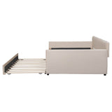 Full Upholstered Velvet Daybed With Pull-Out Trundle - Sleep Galleria