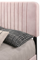 Full Velvet Foam Bed Frame With Modern Pink Finish - Restanew - Omega Lifestyles