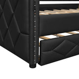 Full XL Upholstered Daybed With Trundle And LED Lighting - Restanew - Omega Lifestyles