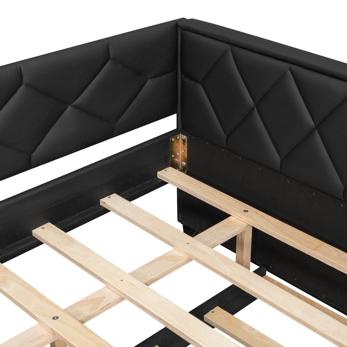 Full XL Upholstered Daybed With Trundle And LED Lighting - Restanew - Omega Lifestyles