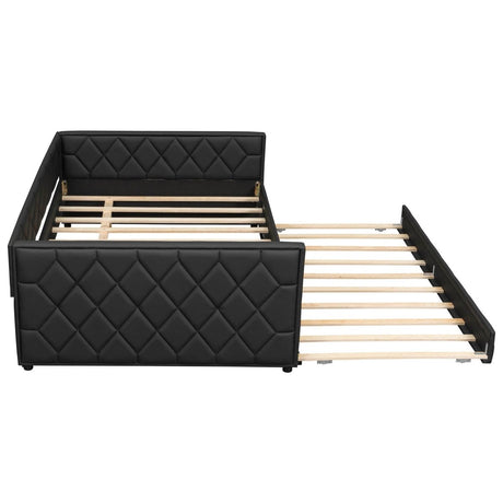 Full XL Upholstered Daybed With Trundle And LED Lighting - Restanew - Omega Lifestyles