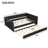 Full XL Upholstered Daybed With Trundle And LED Lighting - Restanew - Omega Lifestyles