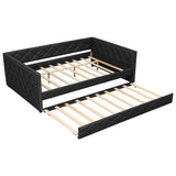 Full XL Upholstered Daybed With Trundle And LED Lighting - Restanew - Omega Lifestyles