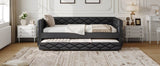 Full XL Upholstered Daybed With Trundle And LED Lighting - Restanew - Omega Lifestyles