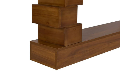 Geometric Block Stacked Wood Rectangular Console Table - Omega Lifestyles