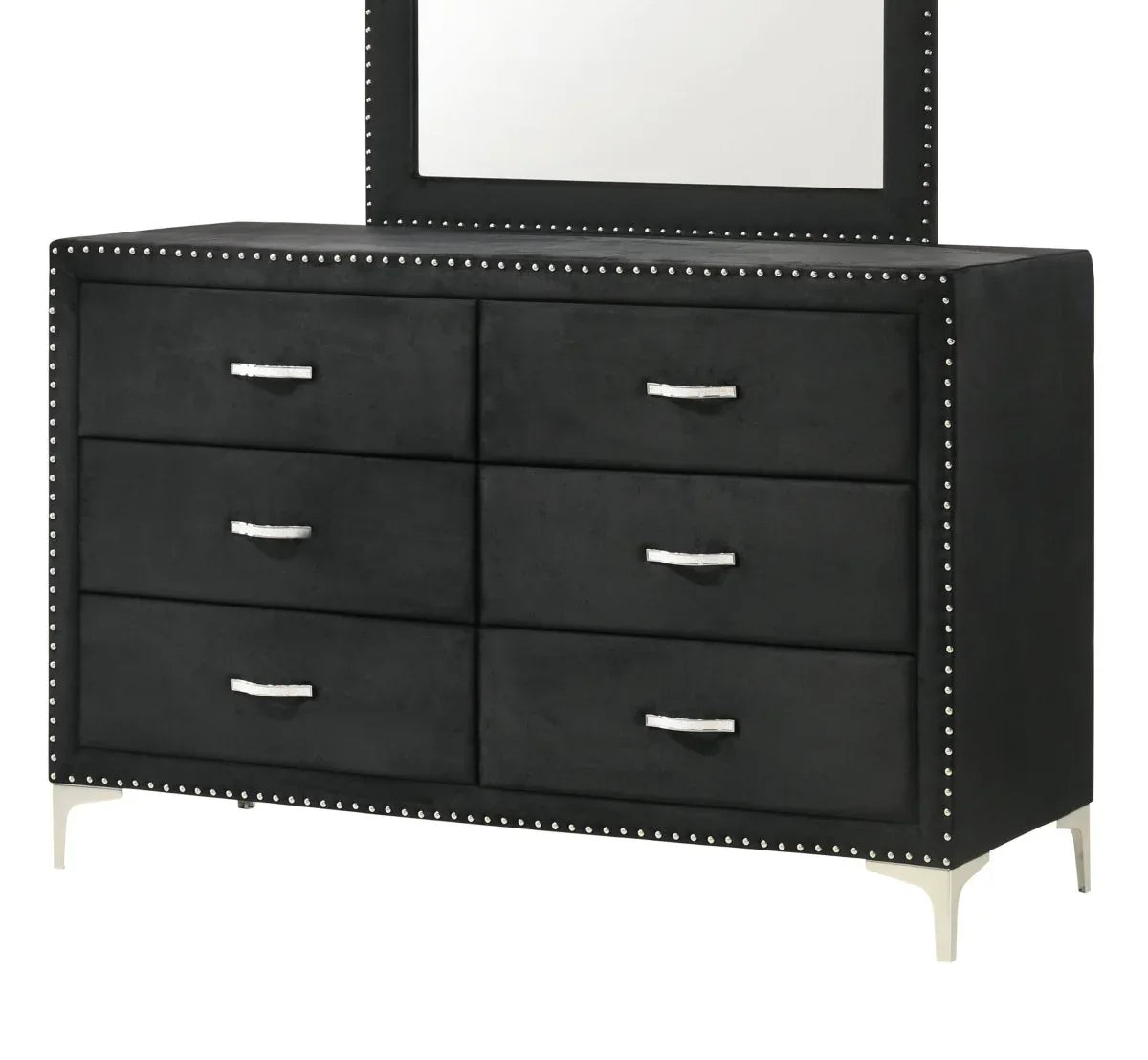 Glam Velvet Upholstered Six-Drawer Tufted Dresser - Omega Lifestyles