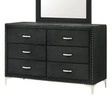 Glam Velvet Upholstered Six-Drawer Tufted Dresser - Omega Lifestyles