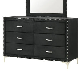 Glam Velvet Upholstered Six-Drawer Tufted Dresser - Omega Lifestyles