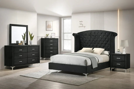 Glam Velvet Upholstered Six-Drawer Tufted Dresser - Omega Lifestyles