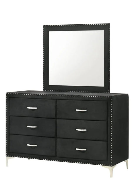 Glam Velvet Upholstered Six-Drawer Tufted Dresser - Omega Lifestyles