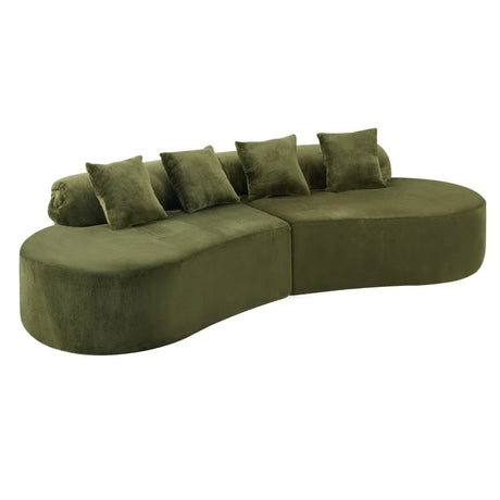 Green Modular Velvet Curved 4-Seat Sofa - Omega Lifestyles