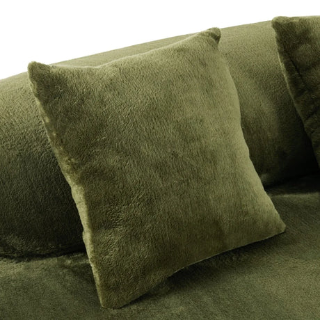 Green Modular Velvet Curved 4-Seat Sofa - Omega Lifestyles