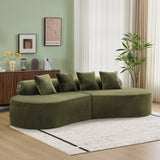 Green Modular Velvet Curved 4-Seat Sofa - Omega Lifestyles