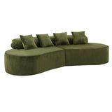 Green Modular Velvet Curved 4-Seat Sofa - Omega Lifestyles