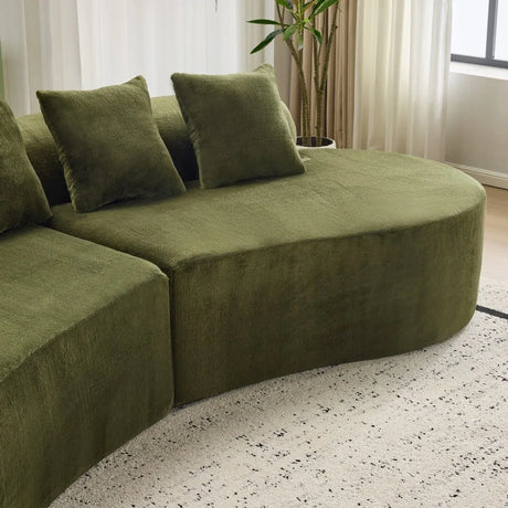 Green Modular Velvet Curved 4-Seat Sofa - Omega Lifestyles