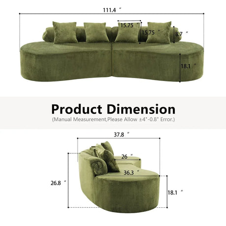Green Modular Velvet Curved 4-Seat Sofa - Omega Lifestyles