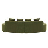 Green Modular Velvet Curved 4-Seat Sofa - Omega Lifestyles