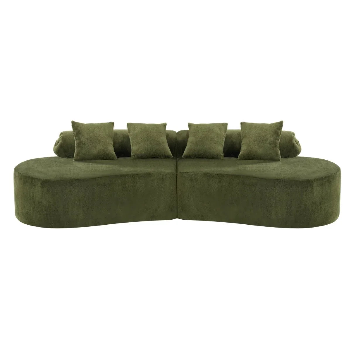 Green Modular Velvet Curved 4-Seat Sofa - Omega Lifestyles