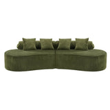 Green Modular Velvet Curved 4-Seat Sofa - Omega Lifestyles