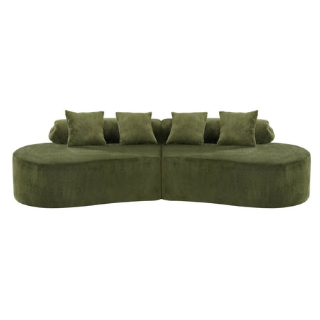Green Modular Velvet Curved 4-Seat Sofa - Omega Lifestyles