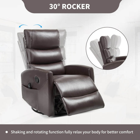 Heat Massage Medium - Firm Faux Leather Swivel Recliner Chair - Restanew - Omega Lifestyles