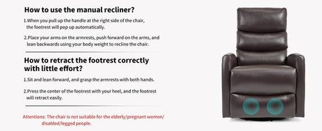 Heat Massage Medium - Firm Faux Leather Swivel Recliner Chair - Restanew - Omega Lifestyles