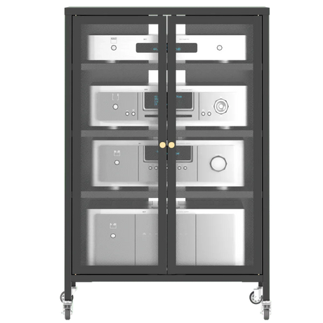 Heavy-Duty Metal AV Media Storage Cabinet With Wheels - Omega Lifestyles