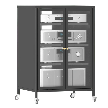 Heavy-Duty Metal AV Media Storage Cabinet With Wheels - Omega Lifestyles