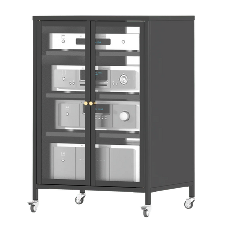 Heavy-Duty Metal AV Media Storage Cabinet With Wheels - Omega Lifestyles