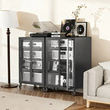 Heavy-Duty Metal AV Media Storage Cabinet With Wheels - Omega Lifestyles