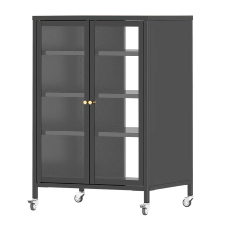 Heavy-Duty Metal AV Media Storage Cabinet With Wheels - Omega Lifestyles