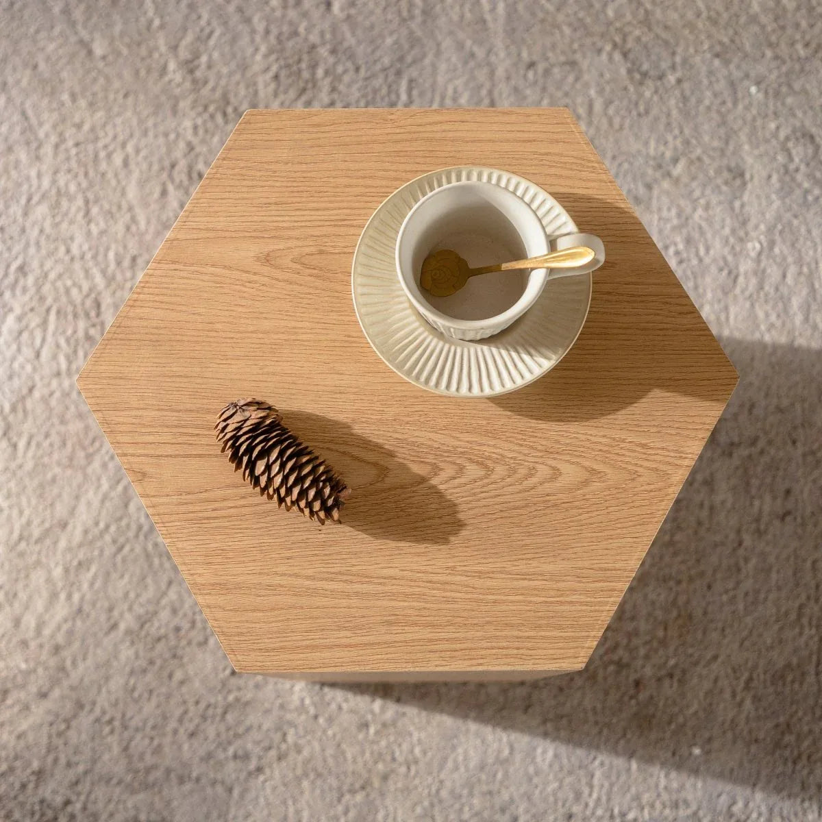 Hexagon Nature Wood Grain MDF Coffee Table - Omega Lifestyles